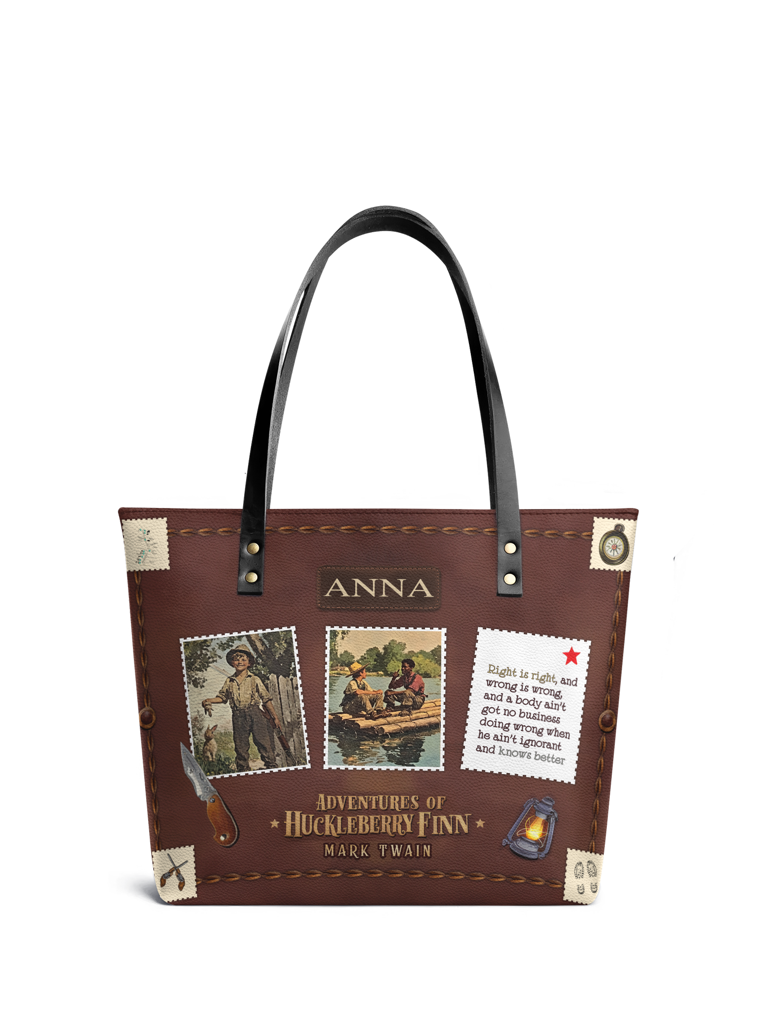 Adventures Of Huckleberry Finn HTRZ26086905ZH Leather Tote Bag