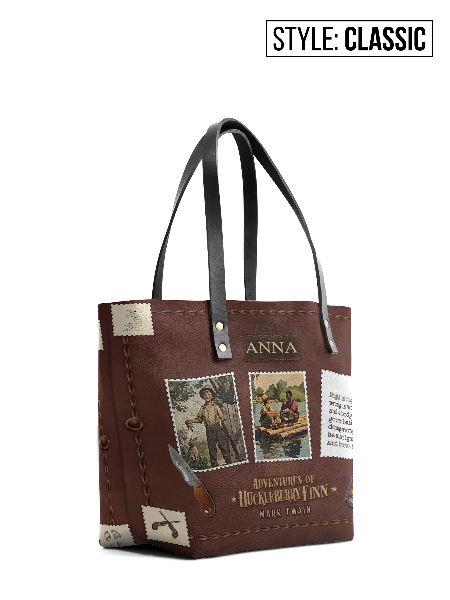 Adventures Of Huckleberry Finn HTRZ26086905ZH Leather Tote Bag